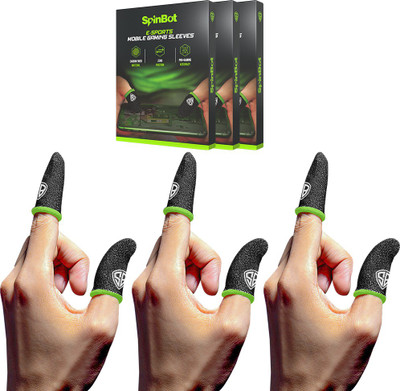 SpinBot Thumb & Finger Sleeves 3 Pair(6 Pieces)For Mobile Gaming PUBG,BGMI,COD,FreeFire  Gaming Accessory Kit(Black, Green, For iOS, Android)