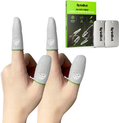 SpinBot Silver Fiber Thumb & Finger Sleeves 2 Pair(4 Pieces)For BGMI,COD,FreeFire|Mobile  Gaming Accessory Kit(Silver, For iOS, Android)