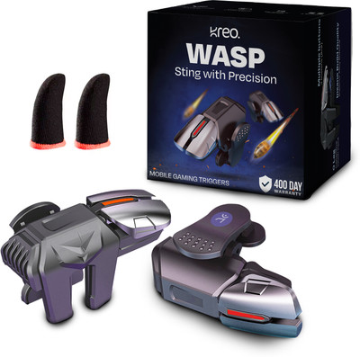 Kreo Wasp Gaming Trigger for BGMI Trigger , BGMI Auto Trigger , Free Finger Sleeves  Gaming Accessory Kit(Black & Grey, For iOS, Android)