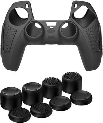 OIVO INDIA |Combo of 2| Playstation 5 Controller Black Cover With Thumbgrips Set  Gaming Accessory Kit(Black, For PS5)