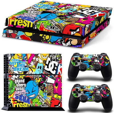 GRAPHIX DESIGN PS4 Console and 2 Controller Decal Cover+ 4 Led bar Decal Sticker E  Gaming Accessory Kit(Multicolor, For PS4)