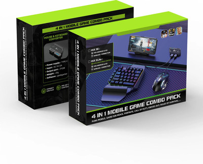 HG WORLD Gaming Keyboard Mouse Converter 4 in 1 Mobile Game Combo Pack  Gaming Accessory Kit(Black Edition, Best Value Mobile Gaming Kit, Mix Pro 4&In&1 Gaming Combo, For Android, iOS)