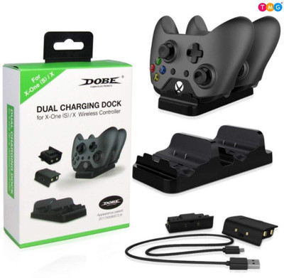 TMG Xbox One Dual Charging Stand with 2Pcs Rechargeable 300mAh Battery Pack  Gaming Accessory Kit(Black, For Xbox One, Xbox)