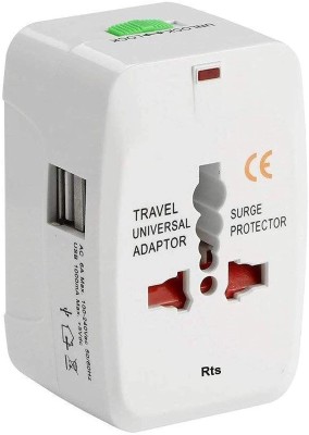 WEFLY EXPORT Universal All in One Worldwide Adapter Power Converters with Dual USB Worldwide Adaptor(White)