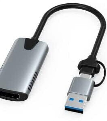 BKC Dual Interface USB A & USB C HD Video Capture Card Gaming Adapter(Black, For Xbox One, PC, PS4)