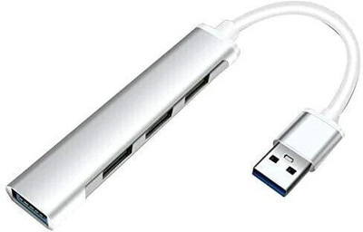 BKC 4-in-1 USB Multi-Port Hub Adapter Multi-Interface Compatible for Laptop & PC Gaming Adapter(Silver, For PC)