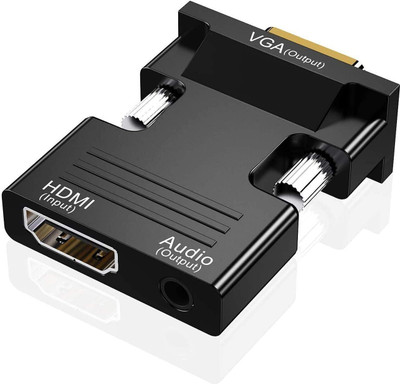 Tobo HDMI to VGA Adapter Converter (Female to Male), Audio Output Computer TD-476H Gaming Adapter(Black, For PC)
