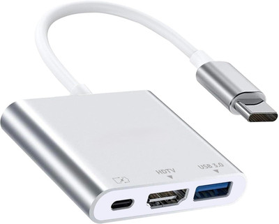 OG X NEXA WITH DEVICE TV-out Cable 3 in 1 Hub Type C USB 3.1 to USB-C 4K HDMI USB 3.0 Gaming Adapter(White, For PC)