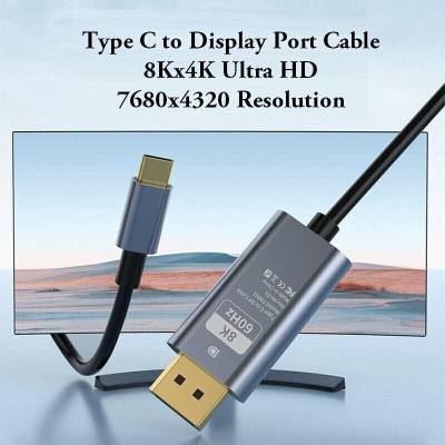 BKC USB Type-C Cable 5A 1.5m Tech USB Type-C to DisplayPort 4K@60Hz Gaming Adapter(Black, For PS4)
