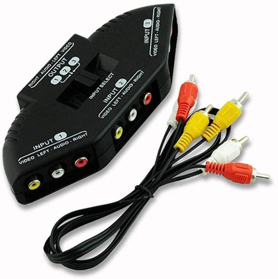 MESHIV TV-out Cable 3 in 1 Out Video Audio 3 AV Switch Signal Converter Splitter Box Gaming Adapter(Black, For PC)
