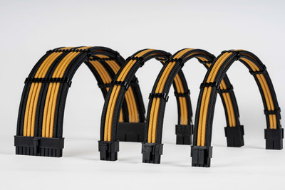 sensei mods Custom Sleeved Cable Extension Kit - Dual Colour Gaming Adapter(Gold, For PC)