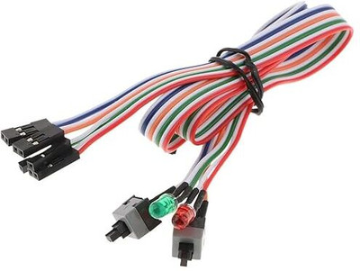 RyzCare Case Power On Off Reset Switch Cable with 2 x LED Lights Gaming Adapter(Muiticolours, For PC)