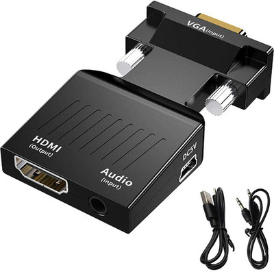 VOOCME GA to HDMI Adapter Converter with Audio, Active Male VGA in Female HDMI Microscope Slide Box