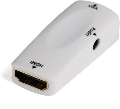 Etzin HDMI Female to VGA Female Adapter To VGA Converter Adapter With 3.5mm Stereo Audio 0.01 m HDMI Cable (Compatible with HDTV, White, One Cable) Gaming Adapter(White, For PC)