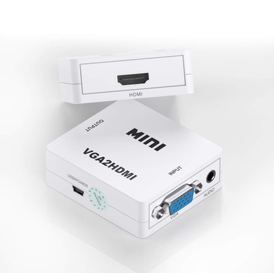 BKC PREMIUM TV-out Cable MINI VGA 2 HDMI HD Video Converter Gaming Adapter(White, For PC)