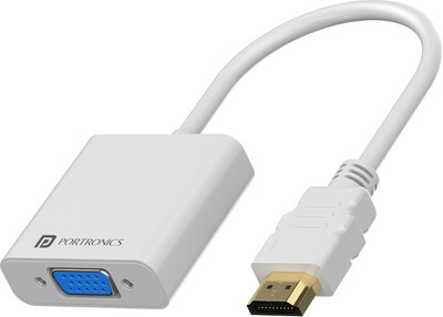 Portronics DigiBridge HDMI to VGA Converter, 1080p 60 Hz Max, 16cm Cable, Durable Build, Gaming Adapter(White, For PC)