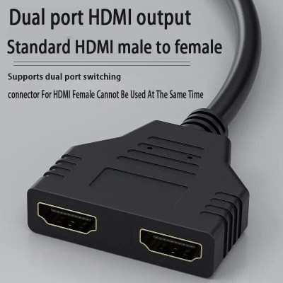 BKC HDMI Splitter 1 In 2 Out – Dual Display TV-Out Adapter Cable Gaming Adapter(Black, For PC)