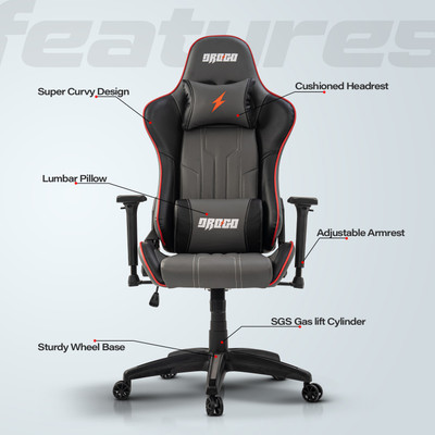 Drogo Ergonomic Gaming Chair with Adjustable Seat Height 3DArmrest PU Leather Material Gaming Chair(Grey, Black)