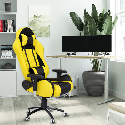 ASE Gaming Gold Series Ergonomic Gaming Chair With Head & Lumbar Pillow Gaming Chair (Yellow, Beige) For Rs. 7694 @ 36 %