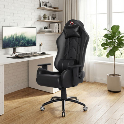 ASE Gaming Gold Series Gaming Chair with 180 Degree Reclining And Black Metal Base Gaming Chair(Black)