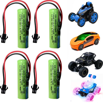 CONSONANTIAM 4-pc Toy Battery-Pack 3.7 Volt 500mAH RC Toy Car Battery SM-2P Plug for RC Cars, Game Battery(Yes)