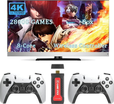 Playtastic GD30 Gamestick Video Game Console - Classic 2D/3D Games 128 GB with 16000+Preinstall video game(White)