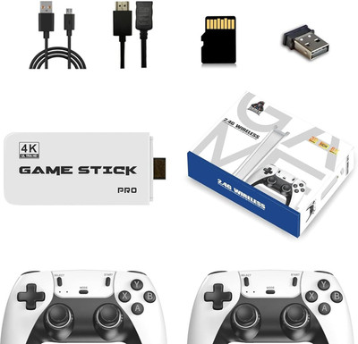 Playtastic M15 Retro Game Stick Console Pro 2.4G Dual Wireless game box 64 GB with Tekken, God War, with 23 Emulators 20000+ Games 2.4G Wireless(Black)