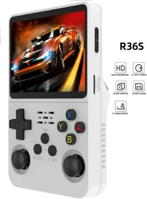 HG WORLD Retro Game R36s gaming console for Portable Style Pocket GameBox Handheld Gaming Consoles 3.5 IPS Screen Rechargeable Battery handheld console Hand video game 64 GB with 15000+Preinstall video game handheld, Best Gift All Ages Mario Game, GTA Vice City(White, Loved by Fans of PS2 PlayStatio