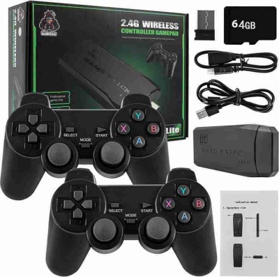 EXtreme 4K Ultra HD Game(Plug and Play in HDMI Port) With 2 Wireless Controller (PS3) 64 GB with Tekken 3, Cadillacs and Dinosaurs, Mortal Kombat, Contra, and all Retro Games(Black)