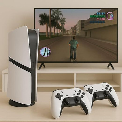Confiavel GS5 Pro Retro Game Console 64 GB with GTA San Andreas, 52 Emulators, 30,000+ Games Like God Of War ,Tekken, SmackDown(White)