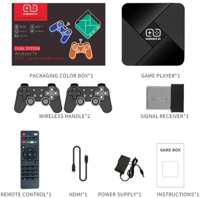 CELMEX GameBox G5 4K HD Super Console X - 20 Emulators 5600 Games Retro TV Box Joystick Black For PC