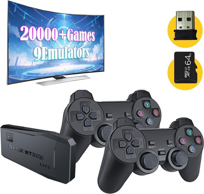 V A VALAK Wireless Console Game Stick Video Game Console Built-in 3000 Classic Games 8 Bit 64 GB with Mini Retro Controller HDMI Output Dual Player(Black, YES)