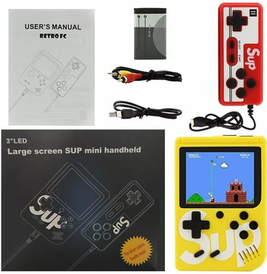 Qaz USB Rechargeable Portable Game Console with 400 in 1 Classic Best Birthday N/A GB with Inbuilt 400 Games, Super Mario, Mario,Snow Bros, Turtles,Adventure Islandad(Multicolor)