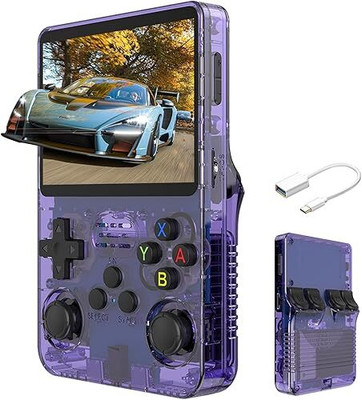 Playtastic R36S Game Console 3.5 inch Retro Emulator System 64 GB with 2000+Preinstall video game Mario ,GTA Vice City(Purple)