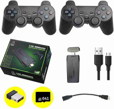 Confiavel 4k Ultra HD game With 2 Wireless Controller 64 GB with Tekken 3, Cadillacs and Dinosaurs, Mario, Snow Bros, Contra and All retro Games(Black)