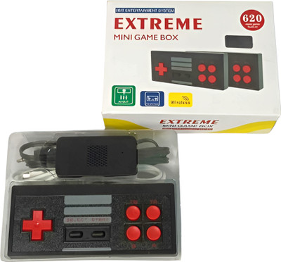 HG WORLD Retro Extreme Mini Game Box Wireless 500+ Built in Classic Tv Video Game Console Children's Toy Revisit Childhood 1 GB with Portable 8 Bit Game Box, Super Contra & Many More Games, AV Output(Black, 2 Player Controllers, Best Gift for Kids & Adult, Yes)