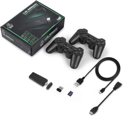 HG WORLD Retro M8 Game Stick 2.4G Wireless Classic Video Game Portable Pocket Console 64 GB with Super Contra & Many More Games(Black, 25000+ Games, Super Contra & Many More Games, Yes)