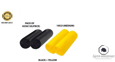 MJ Exim combo black & yellow Medium 13 L Garbage Bag  Pack Of 120(120Bag )