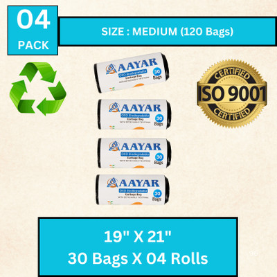 KALP CRAZE EarthFlex Black Trash Bag - 19x21, (120 Pcs) - Eco-Conscious Medium 12.005 L Garbage Bag  Pack Of 120(120Bag )
