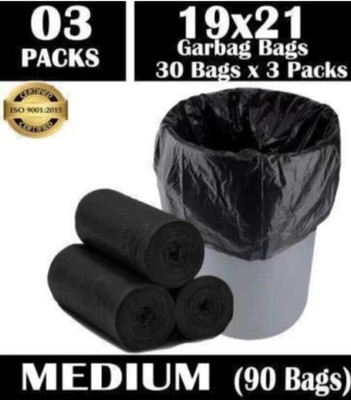 SEVENTEENSTITCH Garbage Bags Pack of 3 Premium Eco Friendly- Biodegradable (Medium) Size Medium 13 L Garbage Bag  Pack Of 90(90Bag )