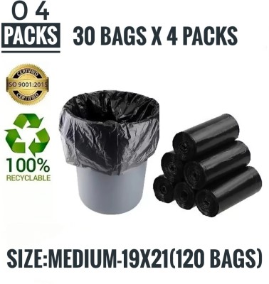 C&P Bio Degradable Garbage Bags Medium (19x21 inches)- 30 Bags ( Pack of 4) Medium 15 L Garbage Bag  Pack Of 120(120Bag )