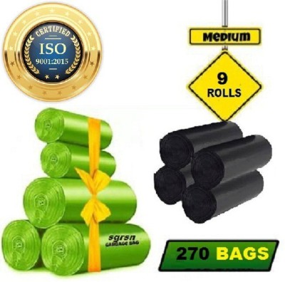 MJ Exim A_combo pack 5 green & 4 black / 9 ROLLS 270 GARBAGE BAGS. Medium 15 L Garbage Bag  Pack Of 270(270Bag )