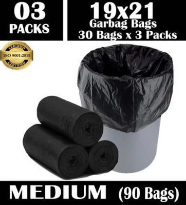 MJ Exim Garbage pack of 001 (90 bags) 19*21 Medium 3 L Garbage Bag  Pack Of 90(90Bag )