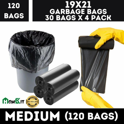 HOMKIT Black Garbage Medium 15 L Garbage Bag  Pack Of 120(120Bag )