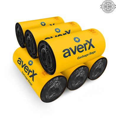 averX Premium Garbage Bags (Black, Medium, 19x21 inches) - 30 Bags/Roll - Pack of 6 Medium 20 L Garbage Bag  Pack Of 180(180Bag )