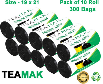 teamak Biodegradable Garbage Bag, 19*21 inches, 30 Bags/Roll (Pack of 10) Medium 13-15 L Garbage Bag  Pack Of 10(10Bag )