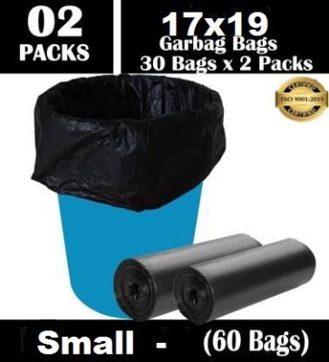 BRUZZLINE Biodegradable Garbage Bags 17X19 inches ( pack of 2, 60 pieces ) Small 60 L Garbage Bag  Pack Of 60(60Bag )