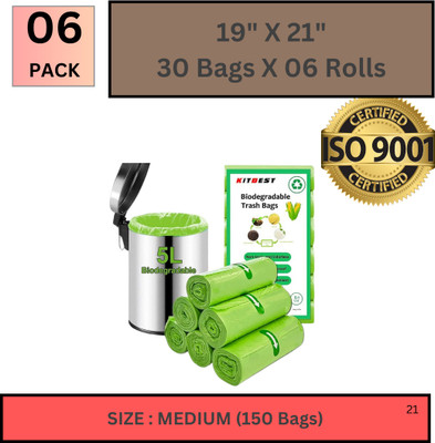 AAYAR Premium Leak-Proof Trash Bag - 19x21, (180 Pcs) - Heavy Load Medium 13.1 L Garbage Bag  Pack Of 180(180Bag )