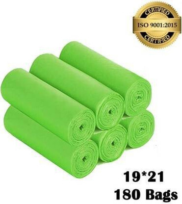 BRUZZLINE Biodegradable Green Garbage Bags 19*21 inches ( pack of 6, 180 pieces ) Medium 15 L Garbage Bag  Pack Of 180(180Bag )