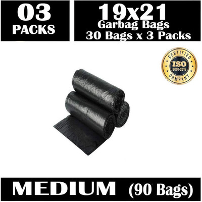 Rw Traders Black Garbage Bag Medium Size 19x21 Inches Everyday Needs Medium 13 L Garbage Bag  Pack Of 90(90Bag )